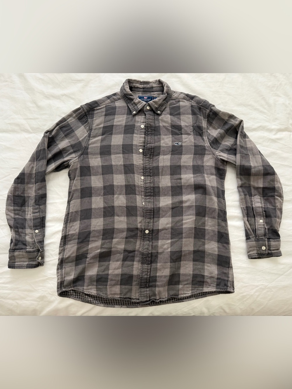 Vineyard Vines Gray and Charcoal Plaid Button-Down Shirt